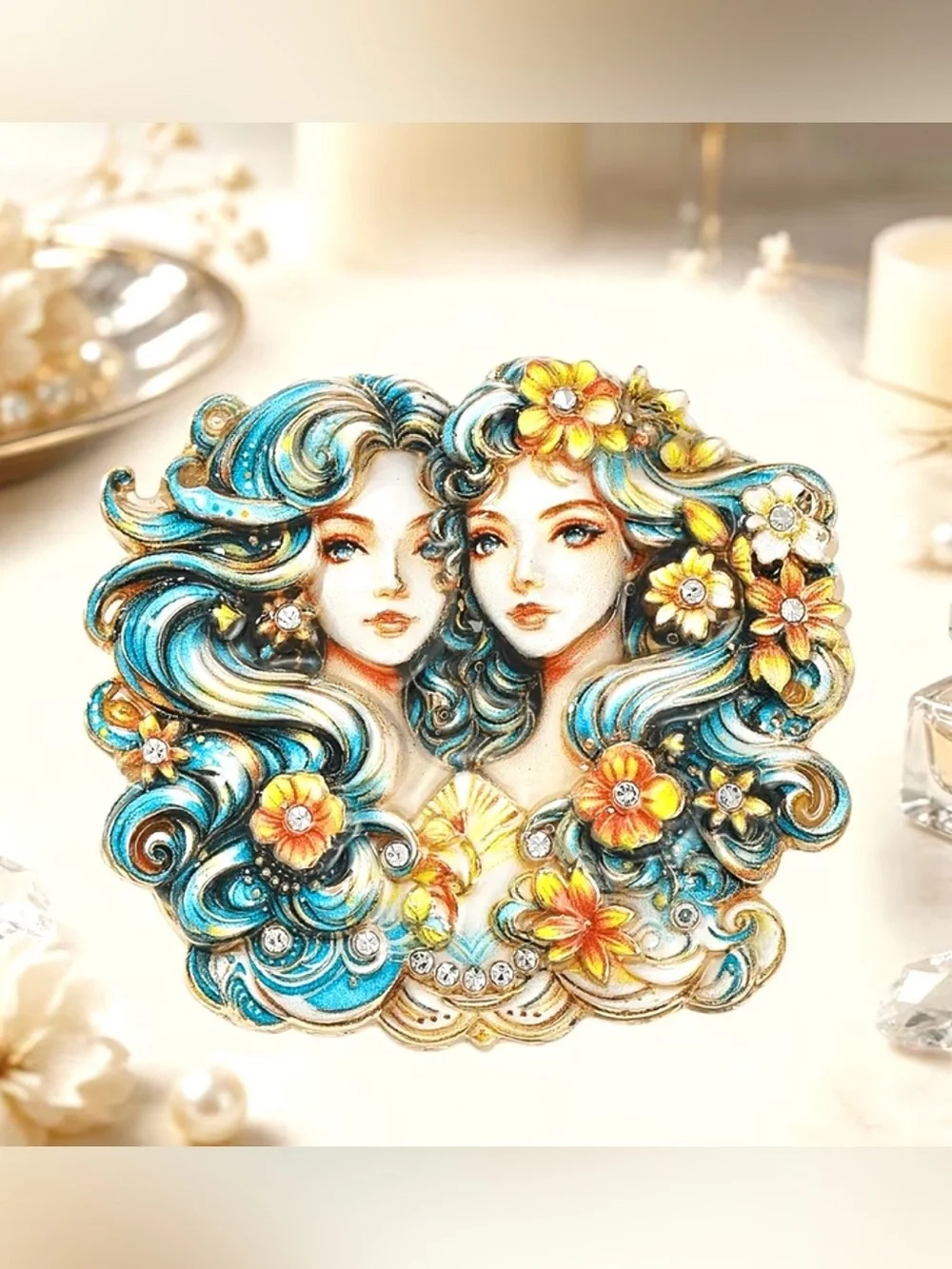 Unmarked enamel rhinestone
